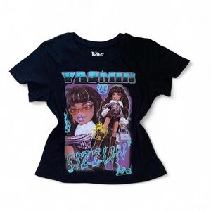 Bratz Doll Yasmin itgirl sizzlin icy flames black baby tee medium Brand new
